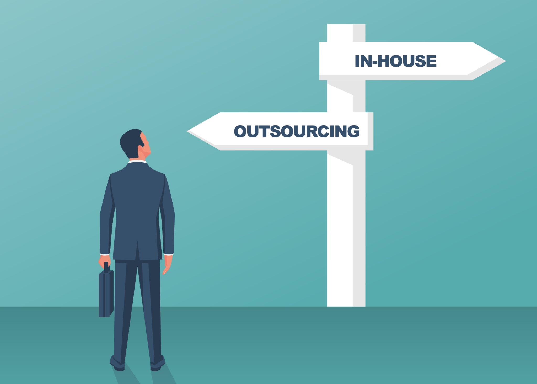 Внутренний выбор. Баннер аутсорсинг. INHOUSE or outsource. Аутсорс vs INHOUSE mem.